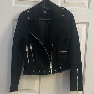 Zara Black Leather Jacket with Silver Accents